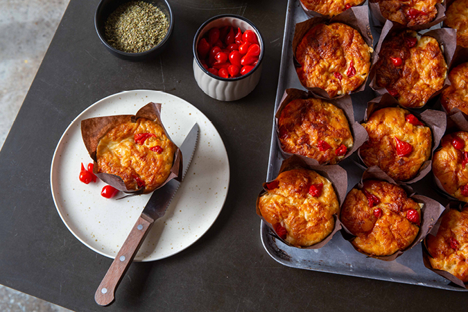 Cheddar & Sweet Pepper Muffins | Small Batch Bakes